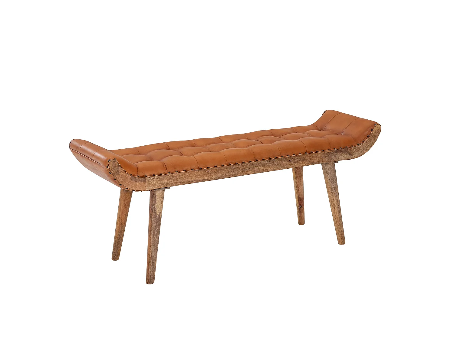 banc d'entrée Chesterfield banc rembourré en cuir véritable banc 125x50x38 cm
