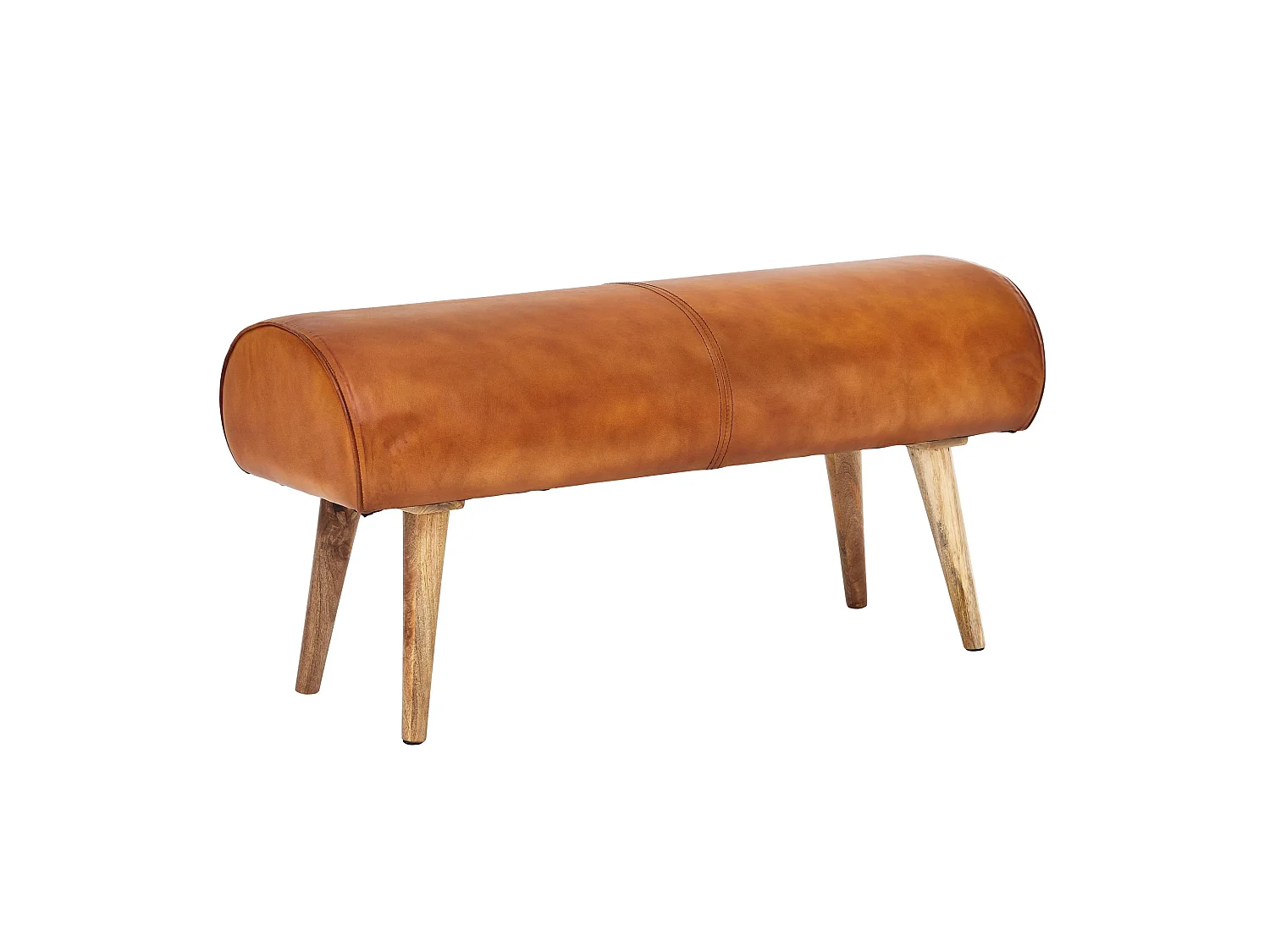 Banc en cuir véritable 100 cm Springbok Banc en cuir Banc de couloir Banc en bois massif