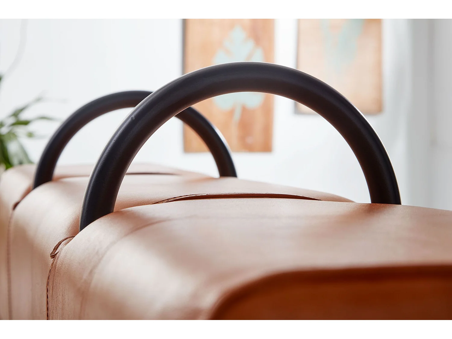 Banc Cuir véritable / Bois Massif 133x60,5x34cm Moderne Banquette de Lit