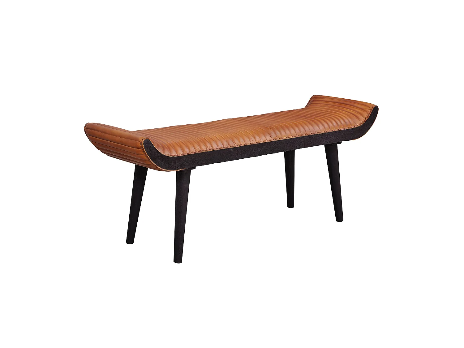 banc banc rembourré cuir véritable / bois 125x51x38 cm banc de lit banc de couloir