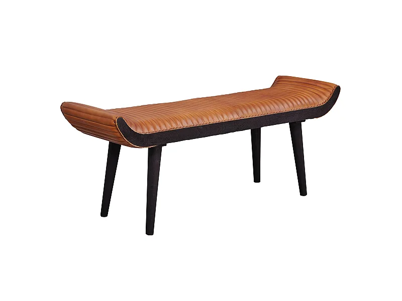 banc banc rembourré cuir véritable / bois 125x51x38 cm banc de lit banc de couloir
