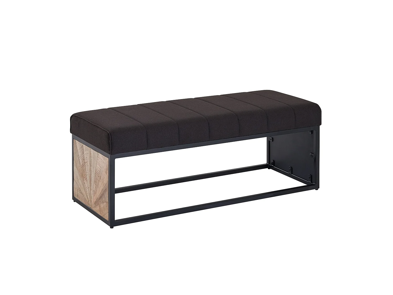 Banc en Tissu 105 cm Bois Massif Rembourré Banc Banquette Couloir Noir