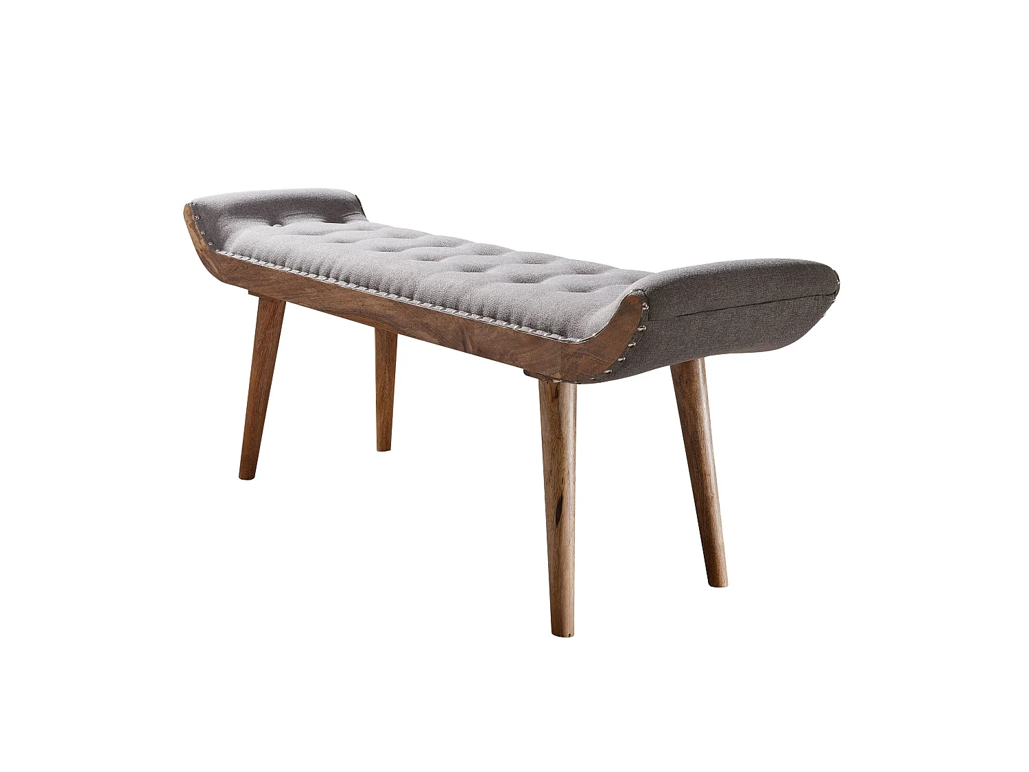banc tissu / bois tapissé banc 125x51x38 cm banc de lit gris banc d'entrée