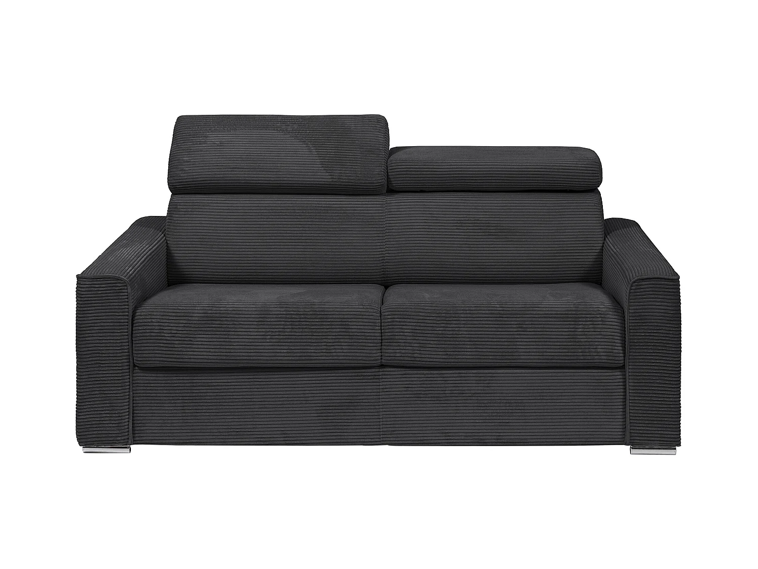 Sofá cama de 4 plazas de pana gris - Somier de láminas de 160 cm - Colchón de 14 cm - VIZIR