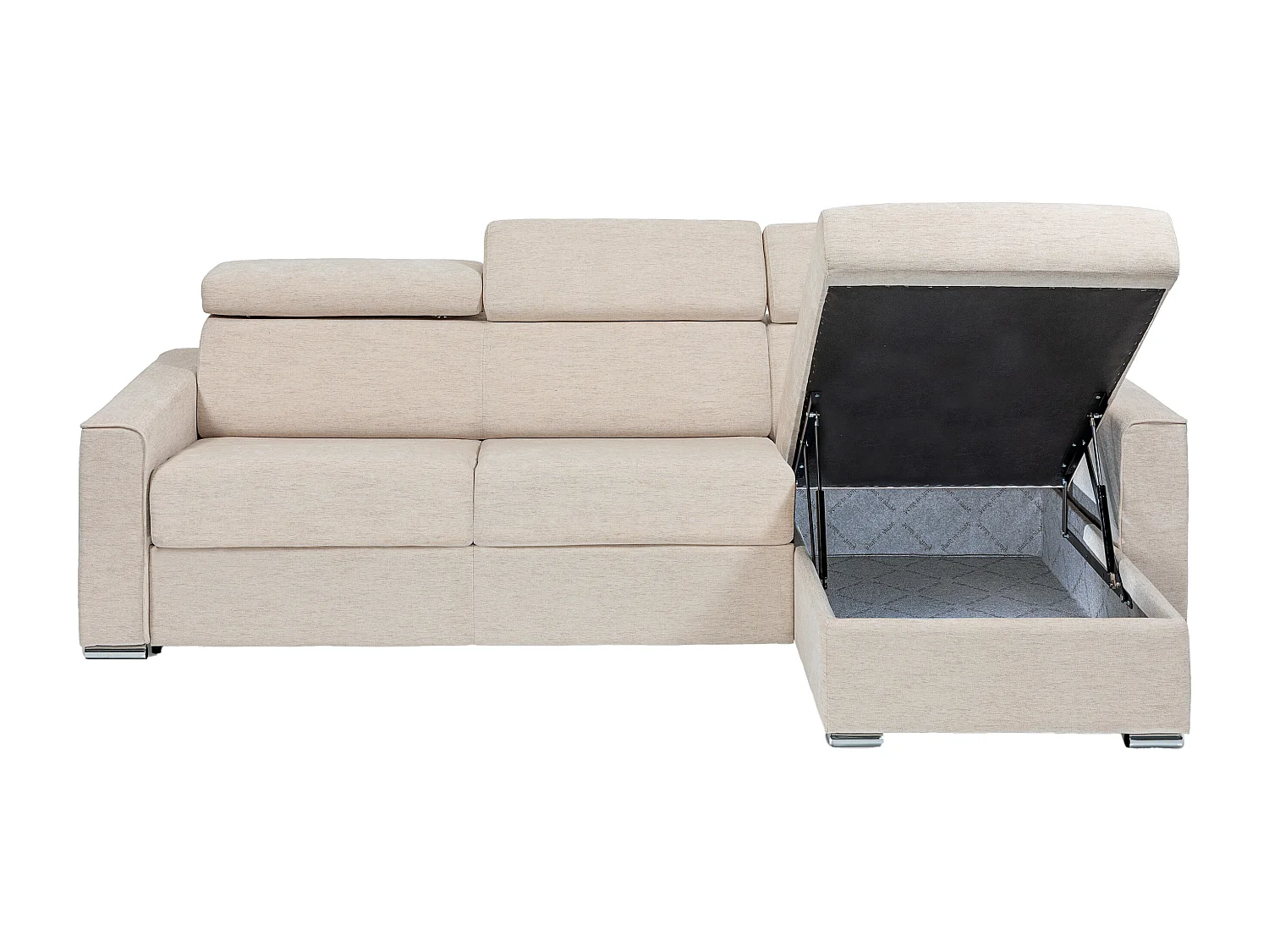 Vendbar sovesofagruppe i beige stof - Soveplads 160 cm - Madras 18 cm - VIZIR