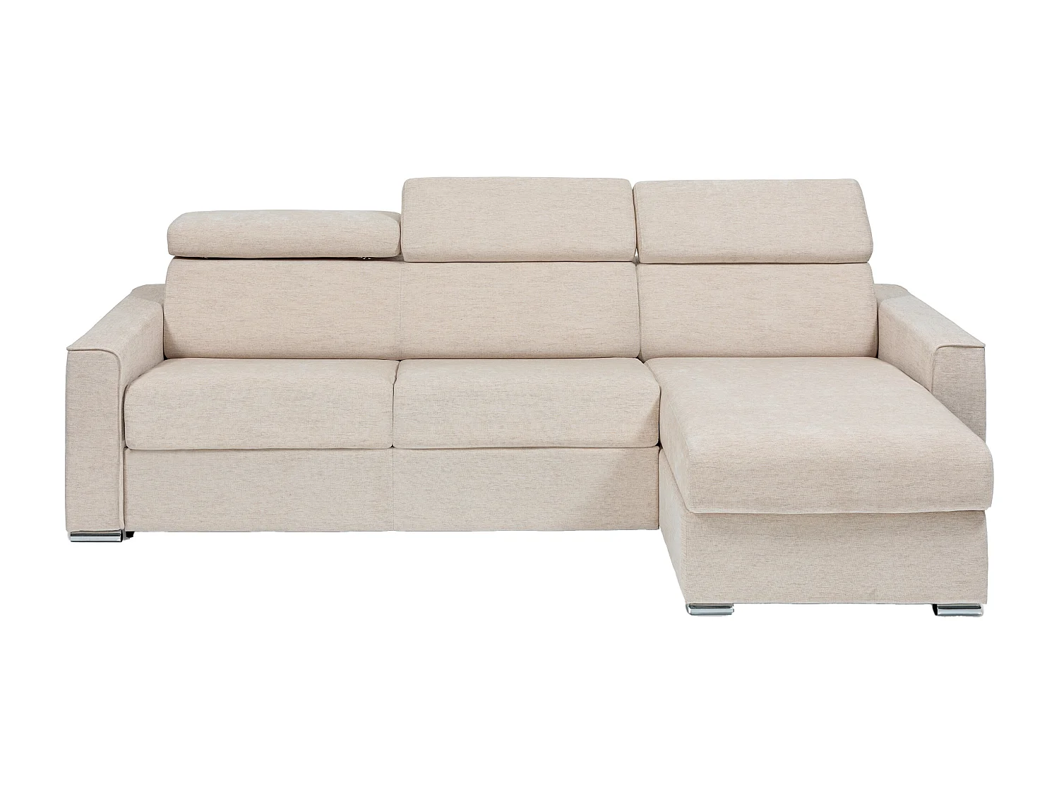 Vändbar bäddsoffa med sittdel i beige tyg - Sovbredd 160 cm - Madrass 18 cm - VIZIR
