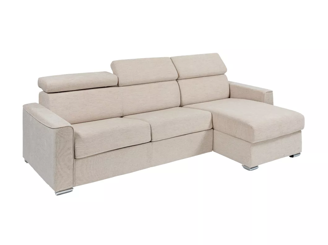 Kauf Unique Ecksofa mit Matratze - Ecke wechselbar - Stoff - Beige - Liegefläche mit Lattenrost mit breiten Latten 160 cm - Matratze 18 cm - VIZIR