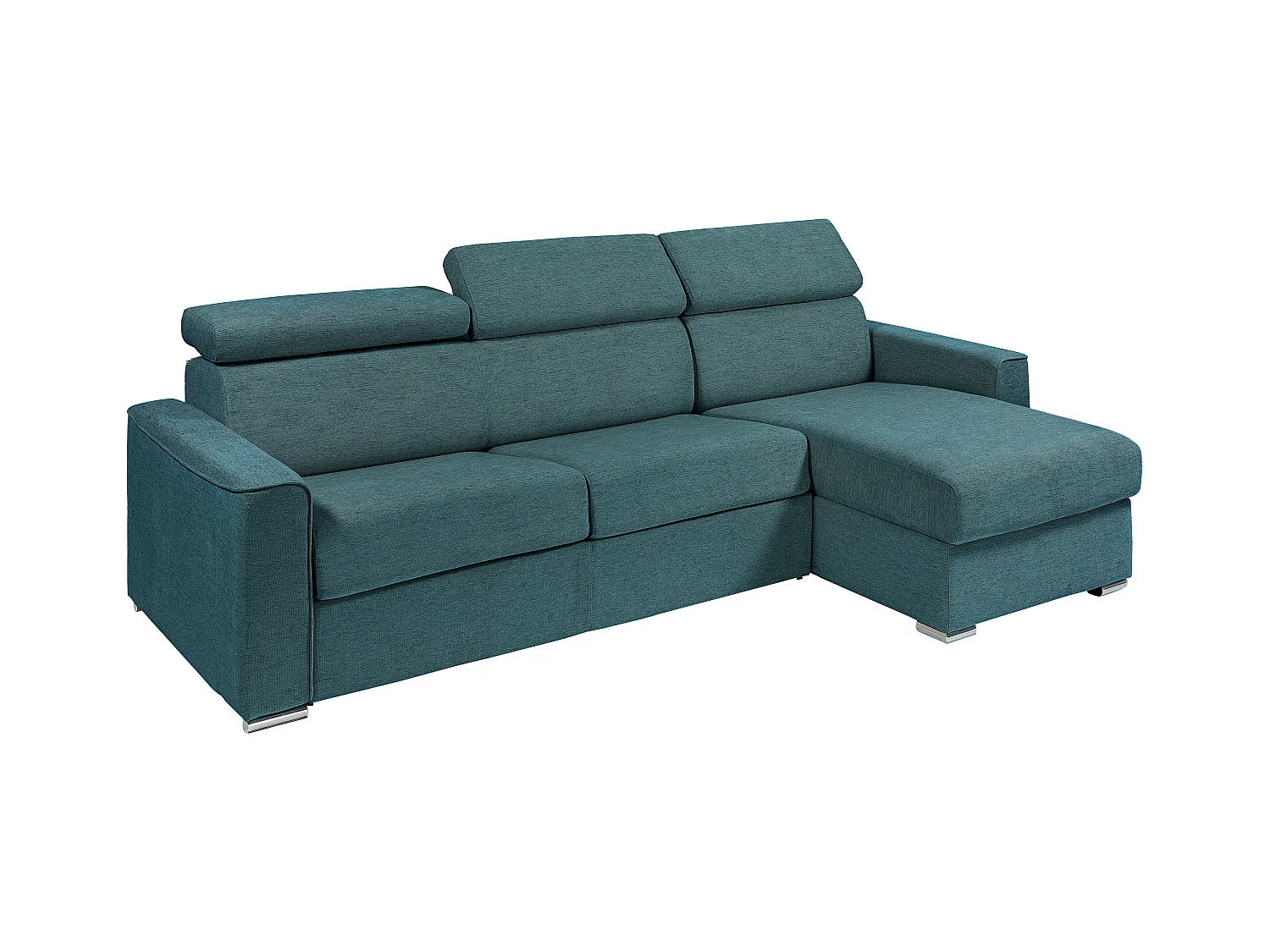 Canapé d'angle réversible convertible express en tissu bleu - Couchage à lattes larges 160 cm - Matelas 18 cm - VIZIR