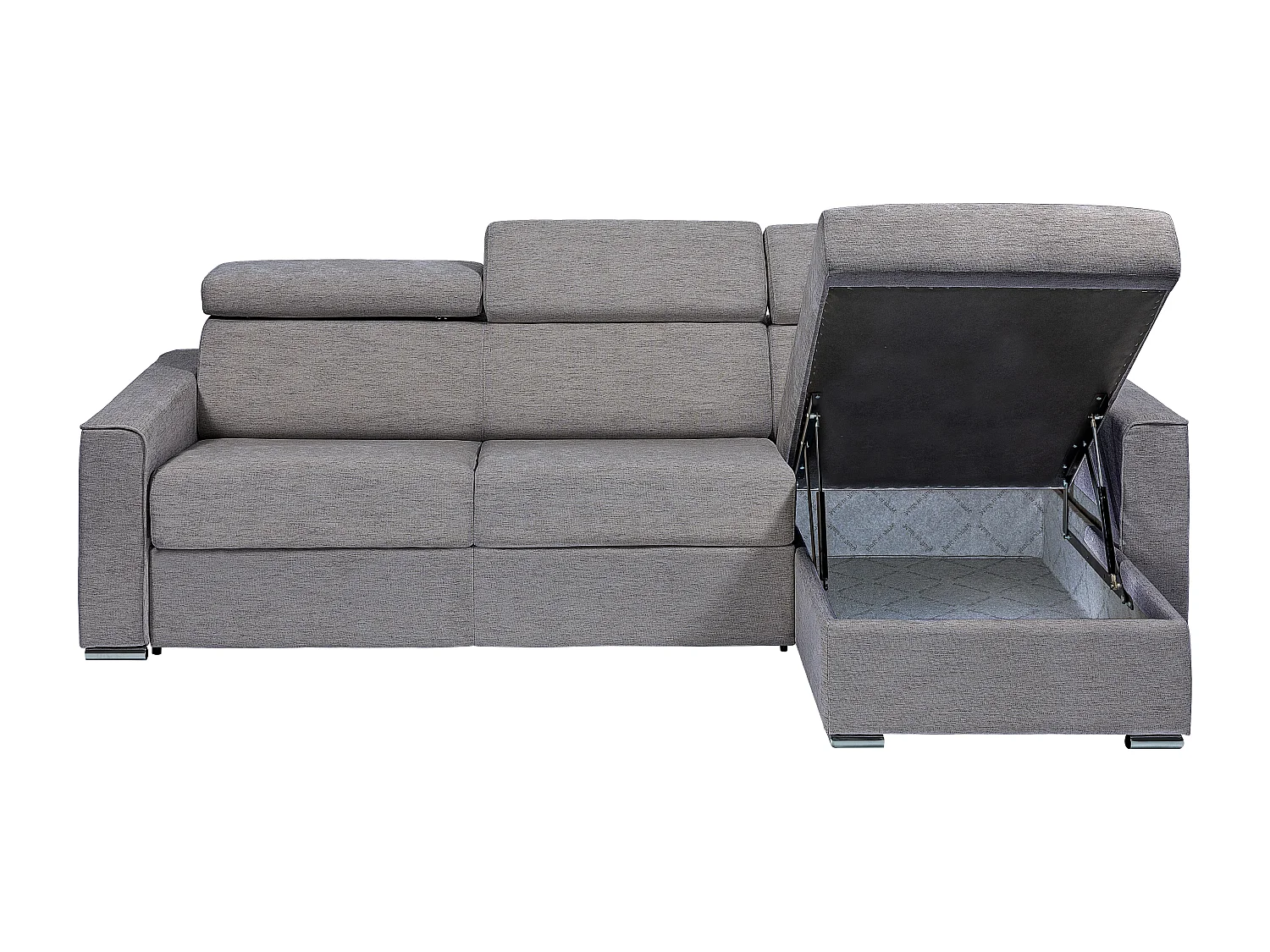 Vendbart sofa hjørnesofa med ekspresudtræk i gråt stof - Soveplads 160 cm - Madras 18 cm - VIZIR