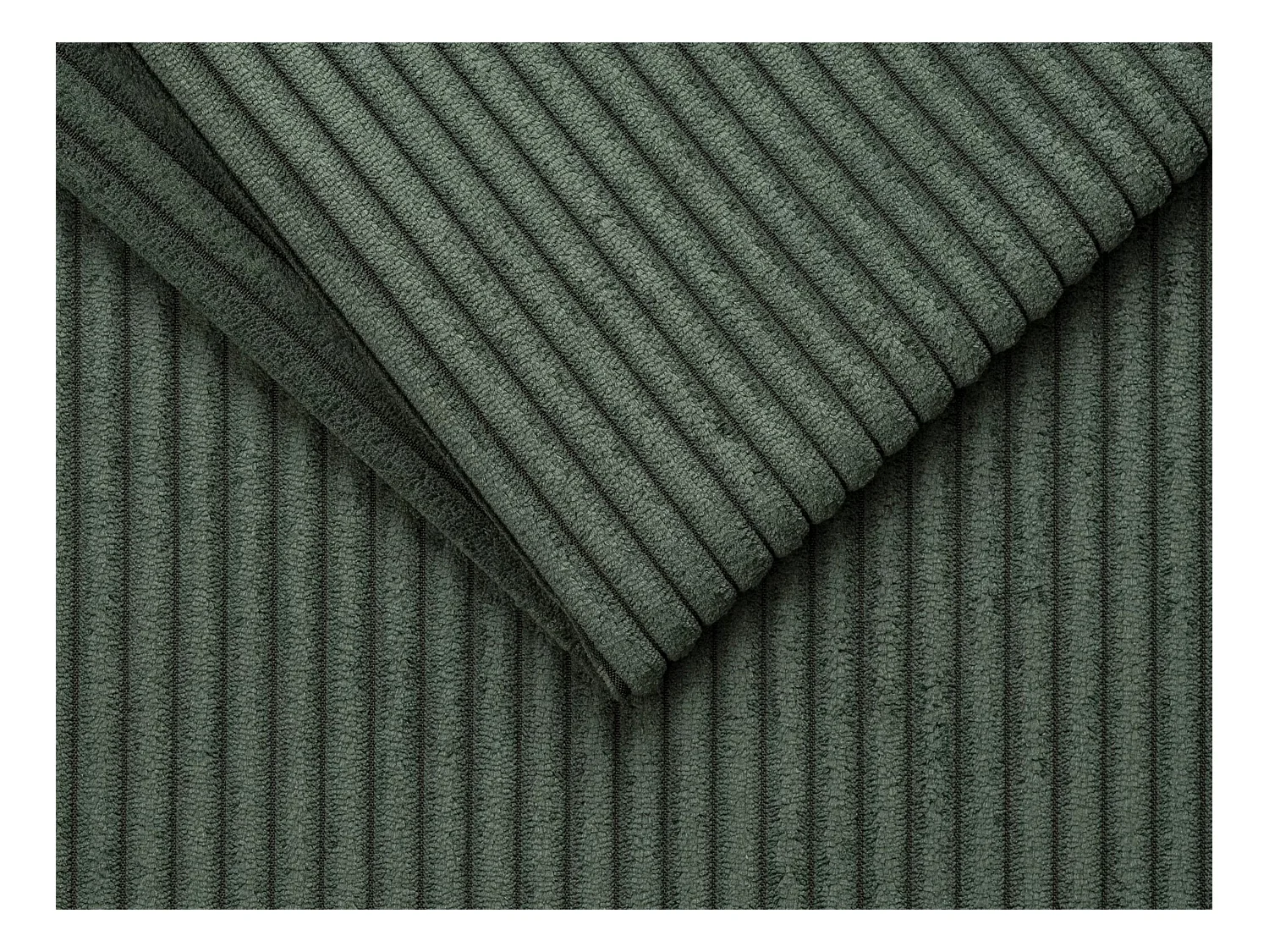 Express-hoekslaapbank van beige ribfluweel van groen ribfluweel - Bed 160 cm - Matras 18 cm - VIZIR