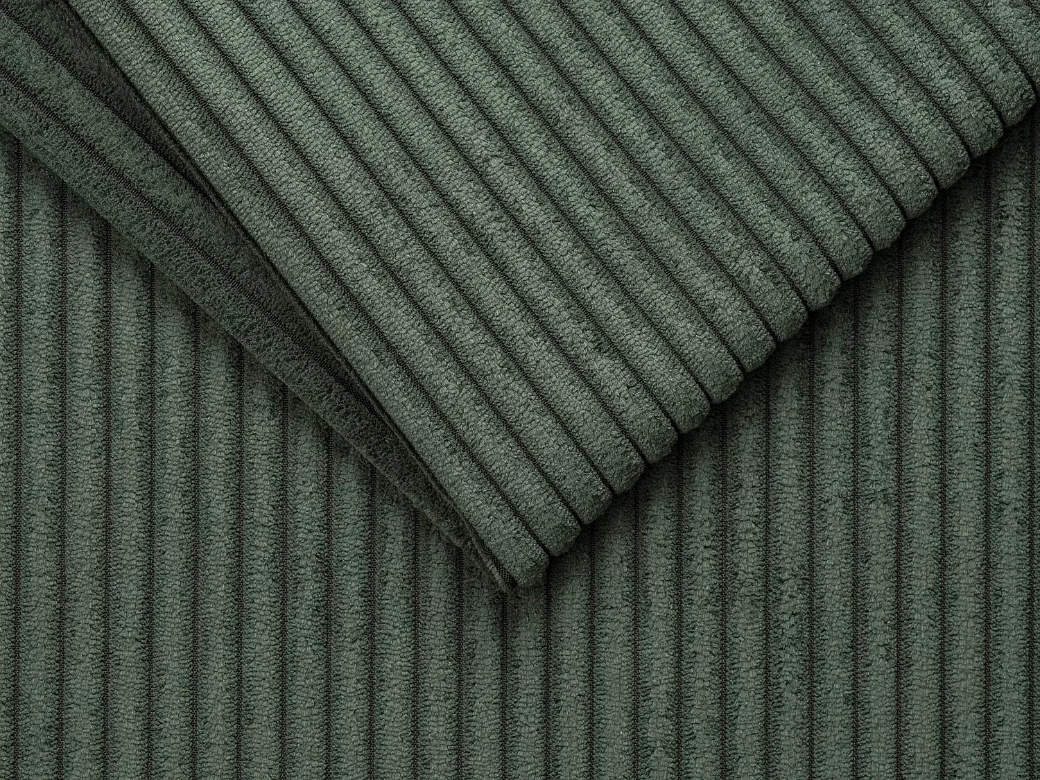 Sofá cama rinconera reversible tipo italiano de pana verde - Colchón con listones anchos de 160 cm - Colchón de 18 cm - VIZIR