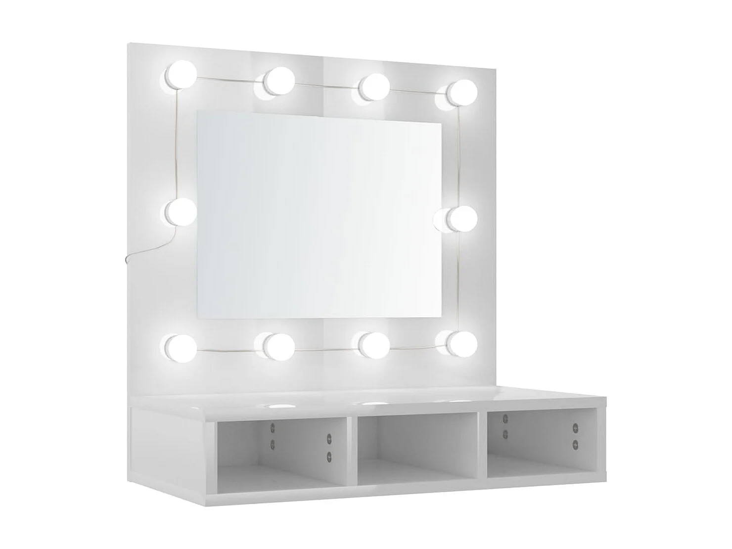 Armário espelhado com LED 60x31,5x62 cm branco brilhante