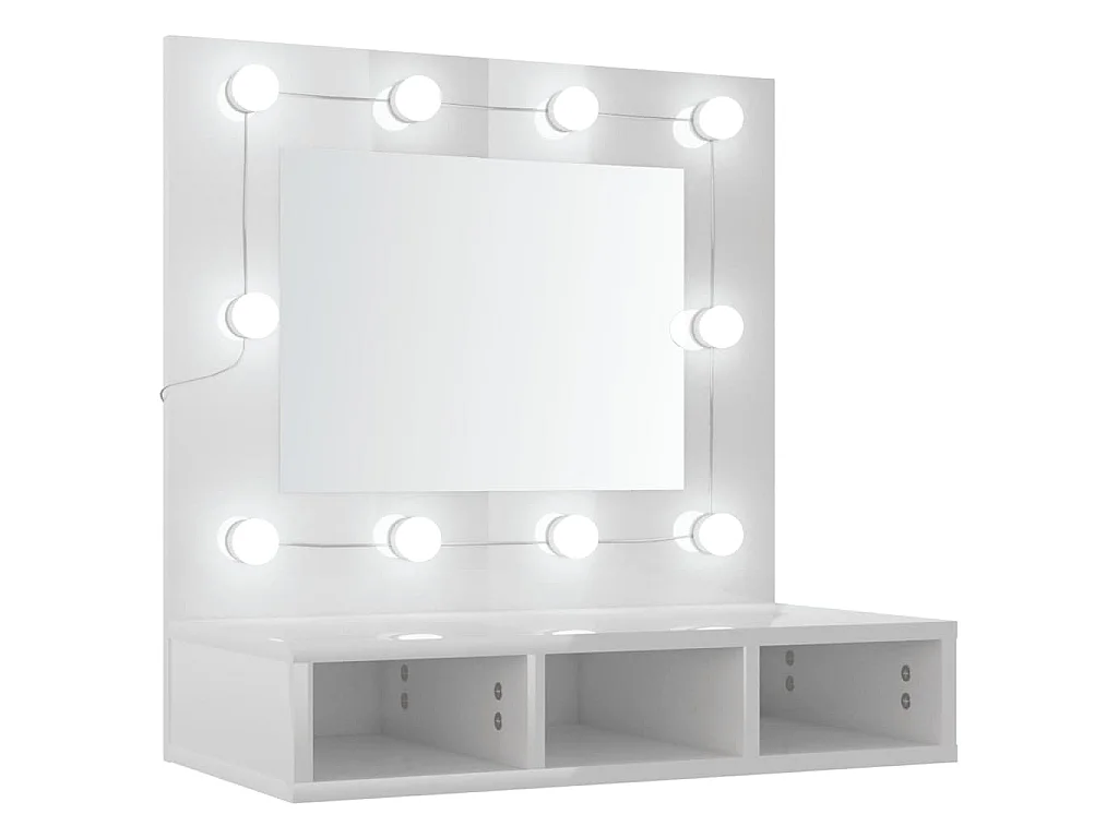 Armoire à miroir avec LED Blanc brillant 60x31,5x62 cm