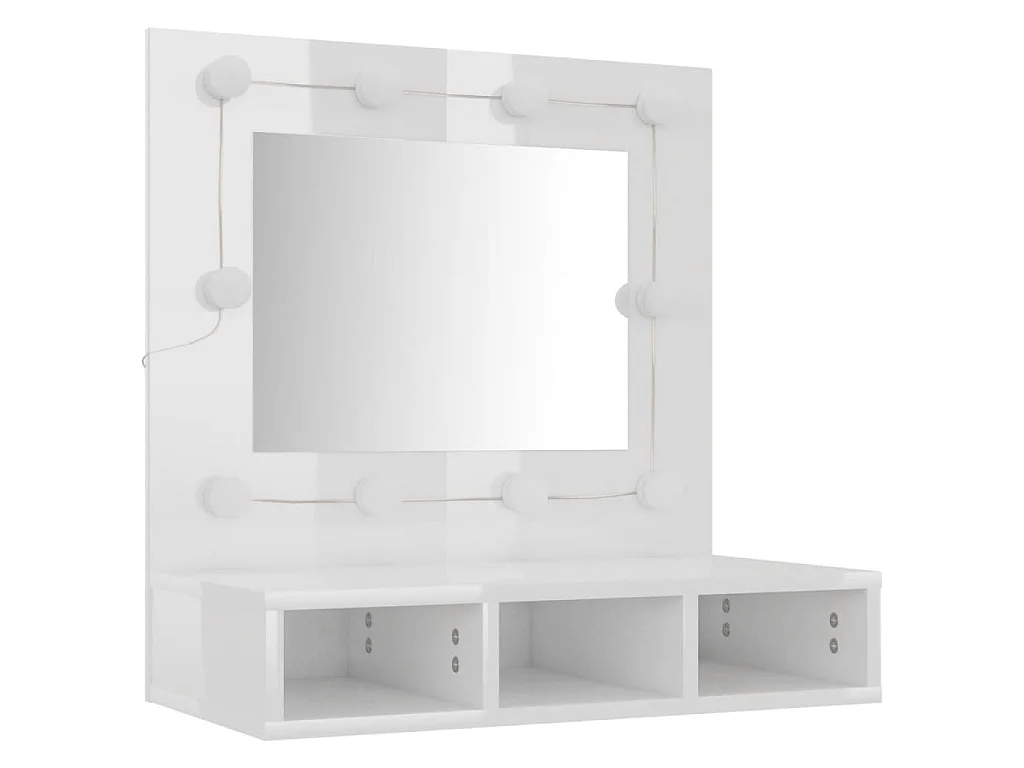 Armoire à miroir avec LED Blanc brillant 60x31,5x62 cm