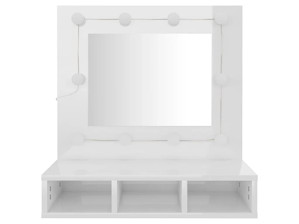 Armoire à miroir avec LED Blanc brillant 60x31,5x62 cm
