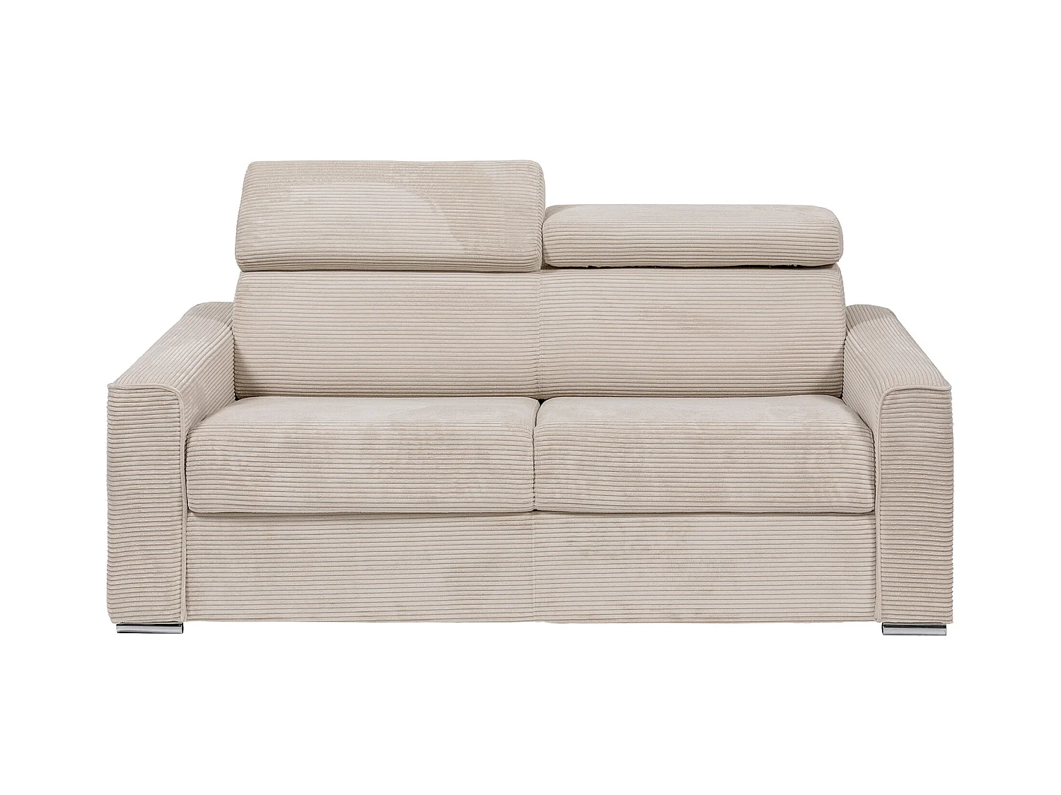 Canapé 4 places convertible express en velours côtelé beige - Couchage 160 cm - Matelas 18 cm - VIZIR