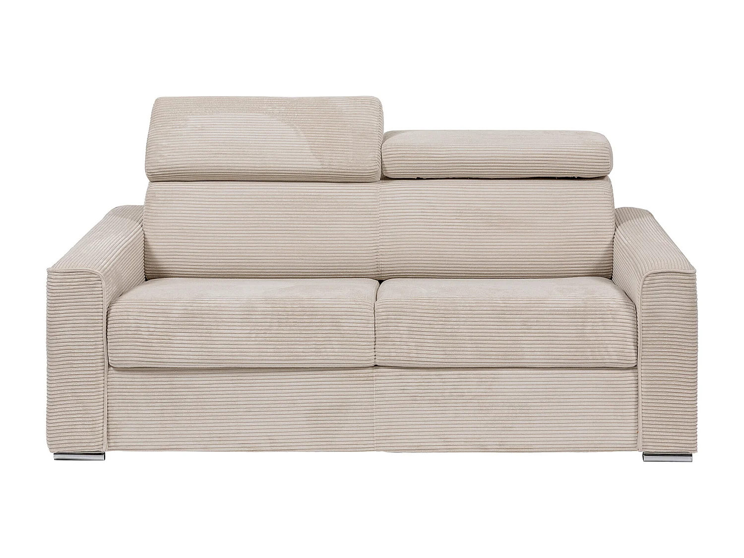 Schlafsofa mit Matratze 4-Sitzer - Liegefläche mit Lattenrost mit breiten Latten 160 cm - Matratze 18 cm - Cord - Beige - VIZIR
