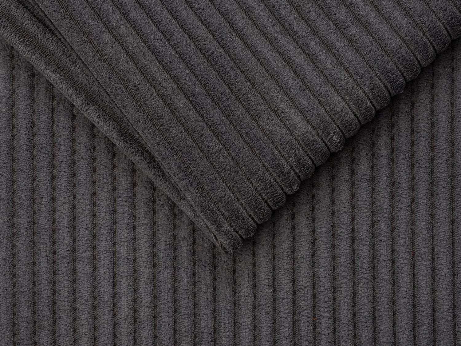 Express-vierzitsslaapbank van grijs ribfluweel - Bed 160 cm - Matras 18 cm - VIZIR