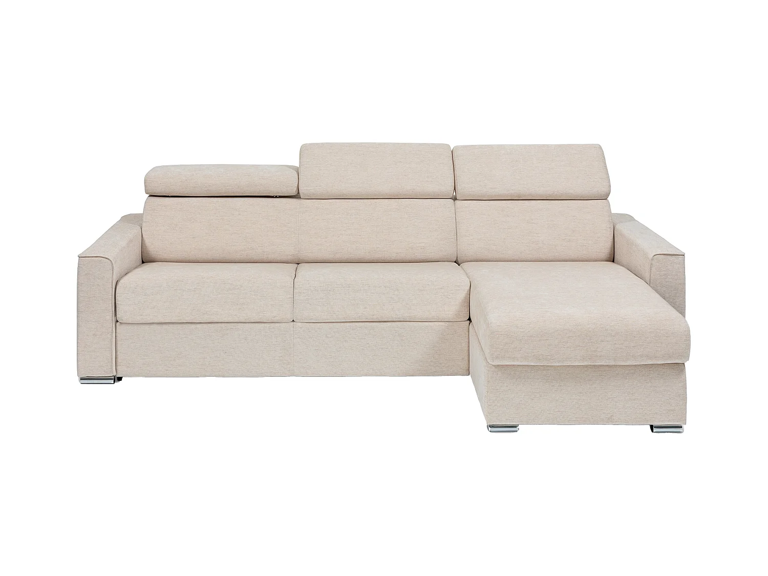 Ecksofa mit Matratze - Ecke wechselbar - Stoff - Beige - Liegefläche mit Lattenrost mit breiten Latten 160 cm - Matratze 22 cm - Memory Schaum - VIZIR