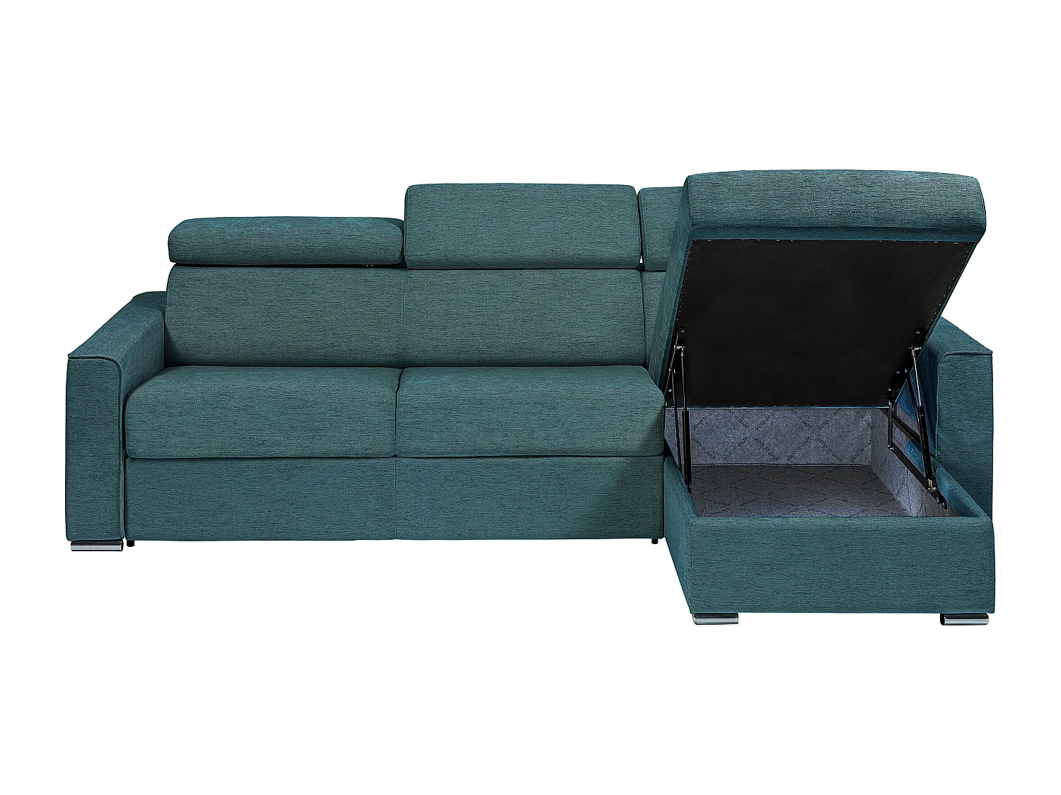 Divano letto angolare a ribalta con angolo reversibile Letto 160 cm Materasso 22 cm in Tessuto Blu - VIZIR