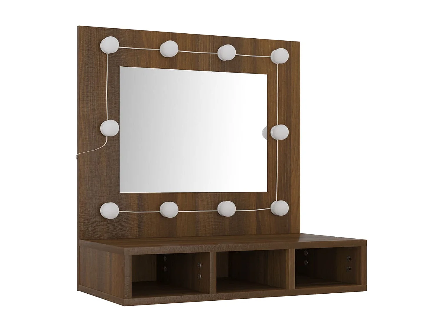 Spiegelkast met LED-verlichting 60x31,5x62 cm bruin eikenkleur