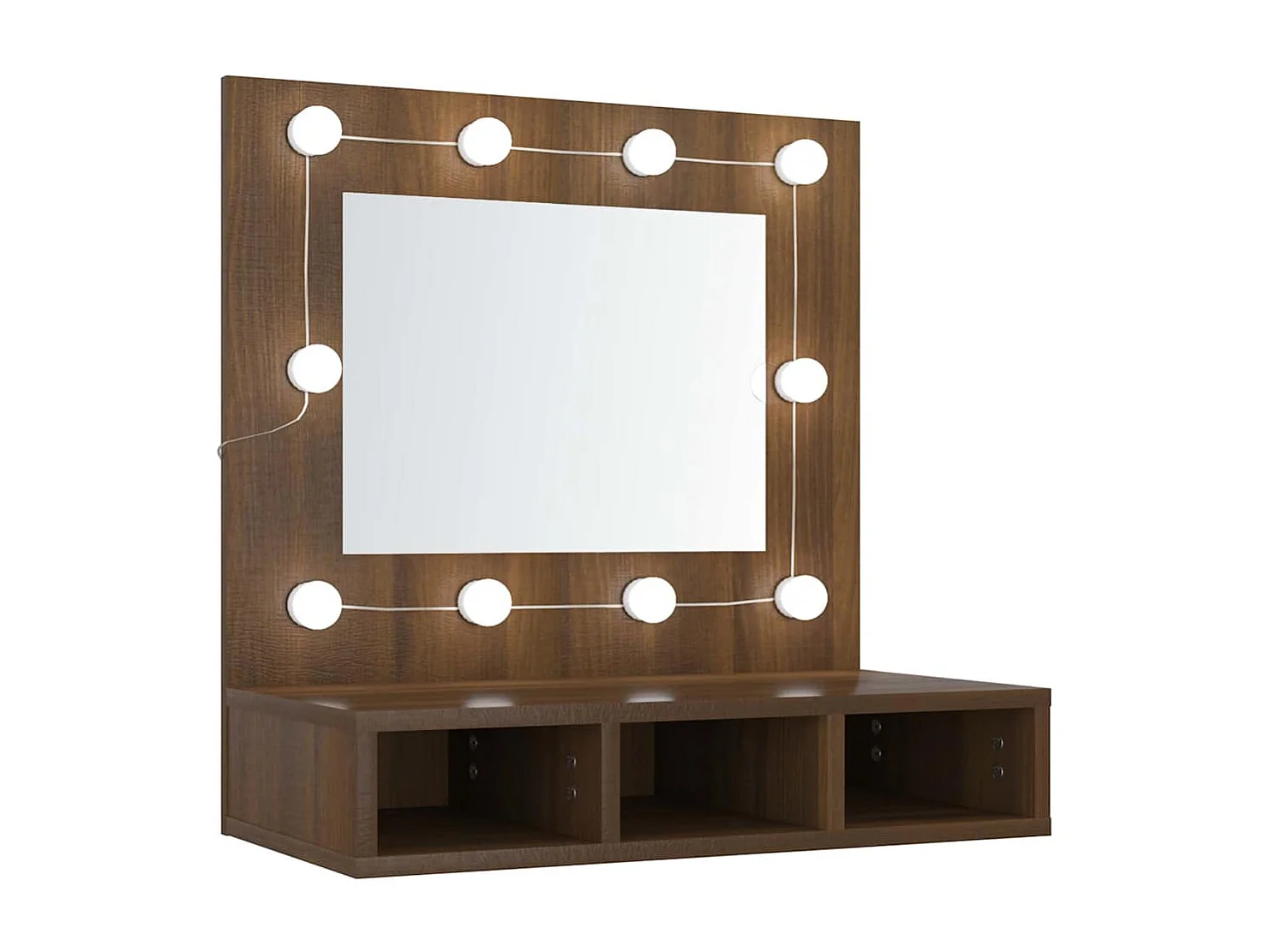 Spiegelkast met LED-verlichting 60x31,5x62 cm bruin eikenkleur