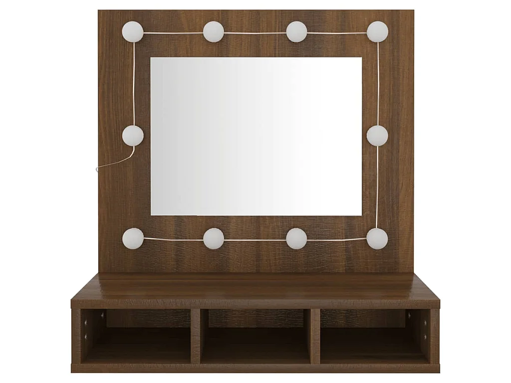 Spiegelkast met LED-verlichting 60x31,5x62 cm bruin eikenkleur