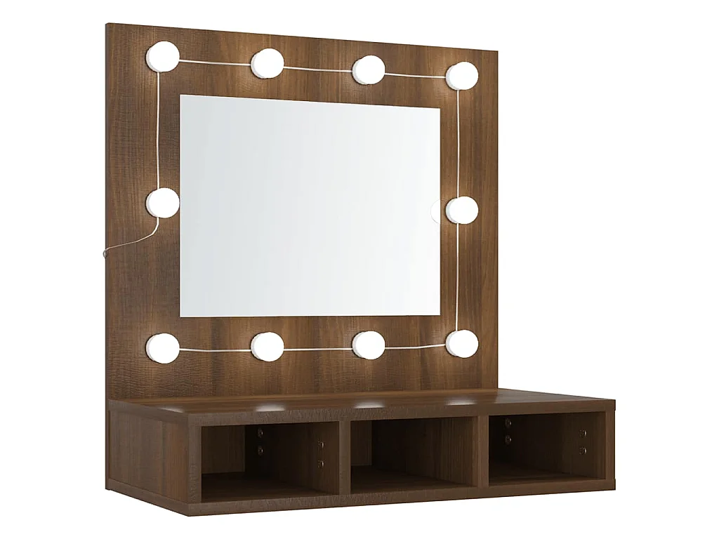 Armoire à miroir avec LED Chêne marron 60x31,5x62 cm