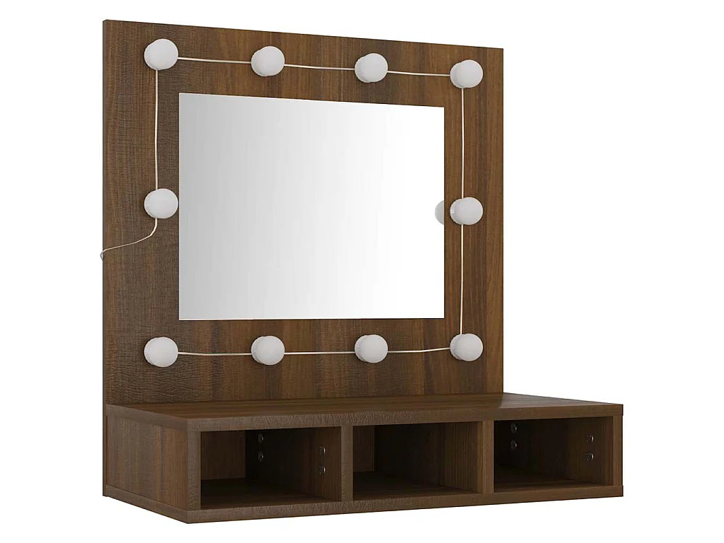 Mueble con espejo y LED marrón roble 60x31,5x62 cm