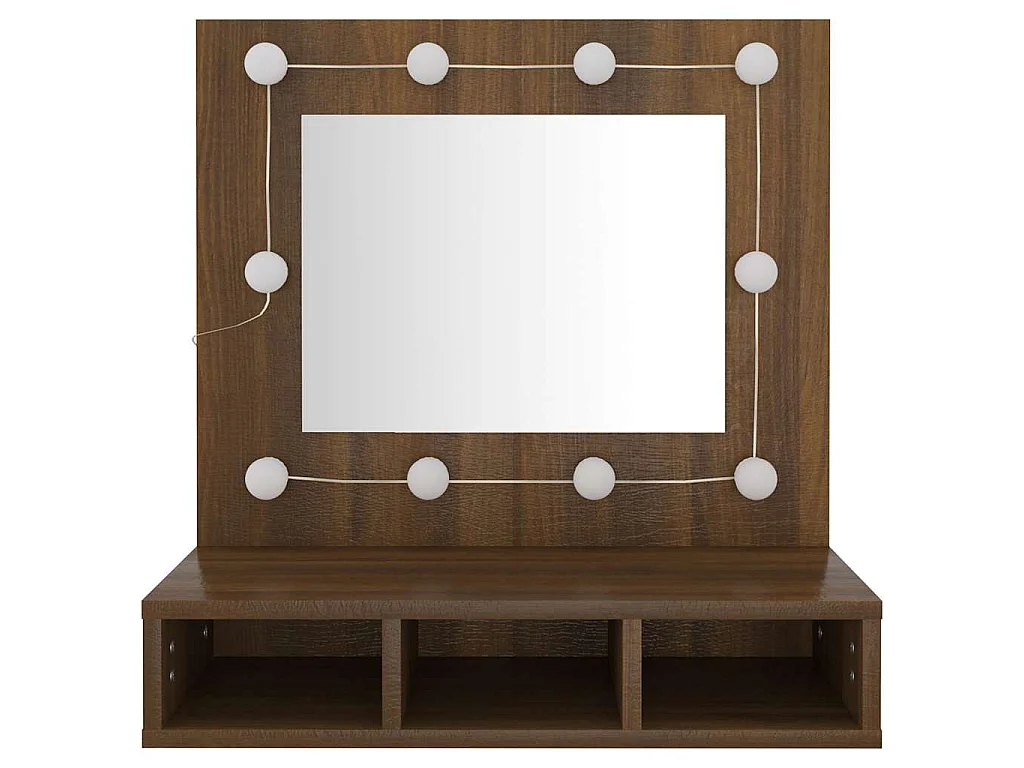 Mueble con espejo y LED marrón roble 60x31,5x62 cm