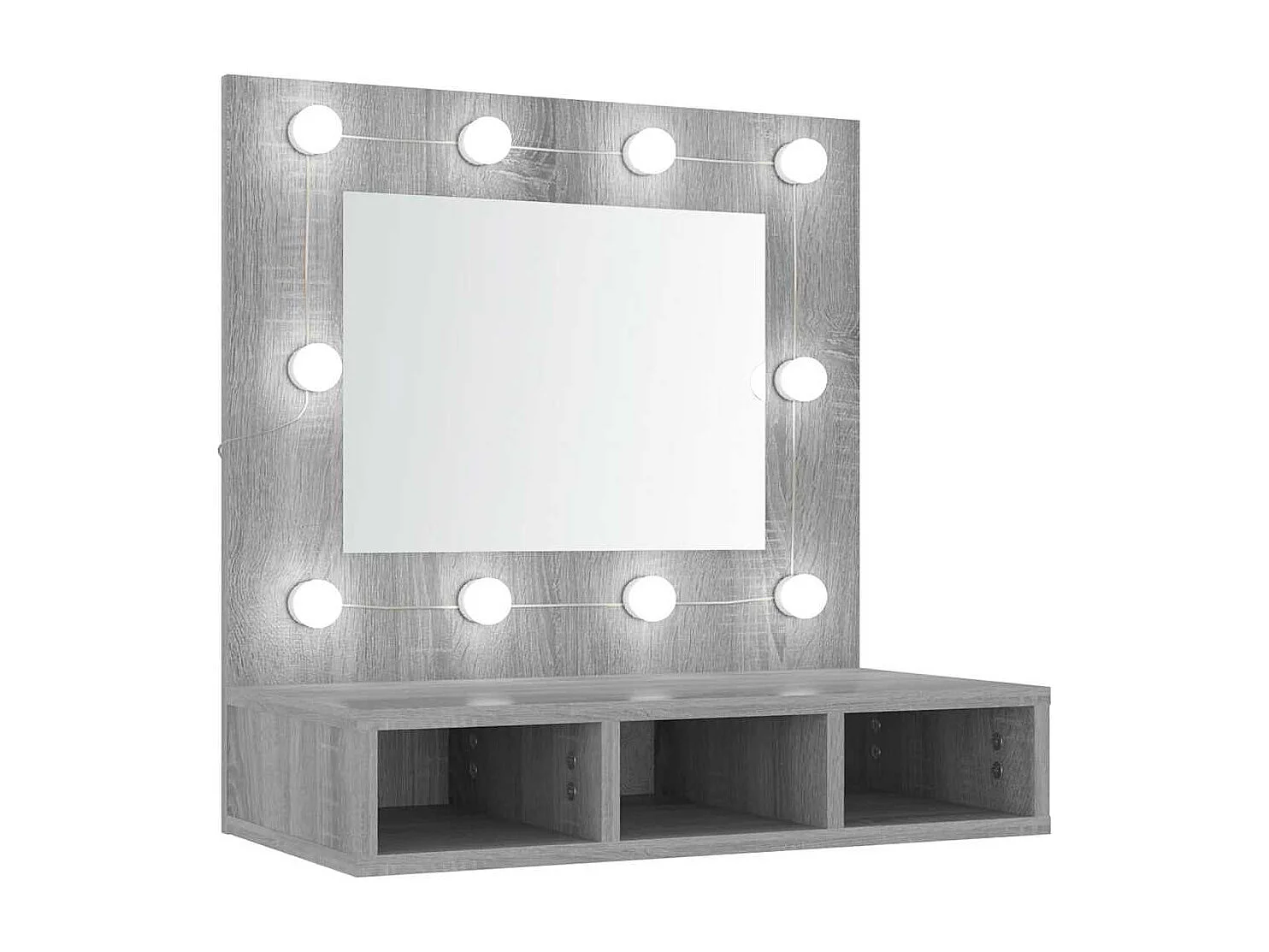 Spiegelkast met LED-verlichting 60x31,5x62 cm grijs sonoma