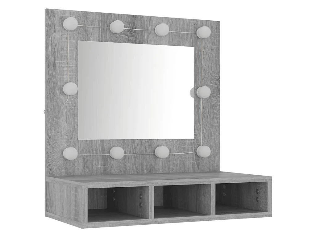Spiegelkast met LED-verlichting 60x31,5x62 cm grijs sonoma