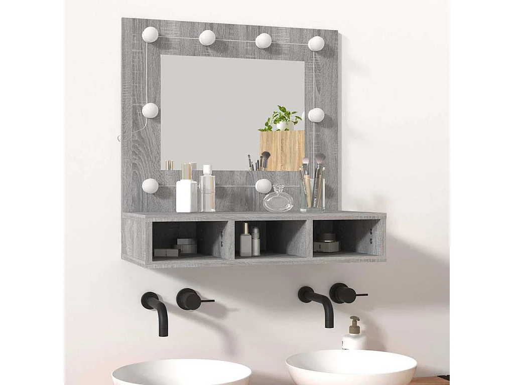Spiegelkast met LED-verlichting 60x31,5x62 cm grijs sonoma
