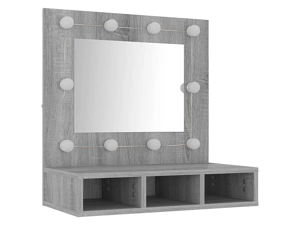 Spiegelkast met LED-verlichting 60x31,5x62 cm grijs sonoma