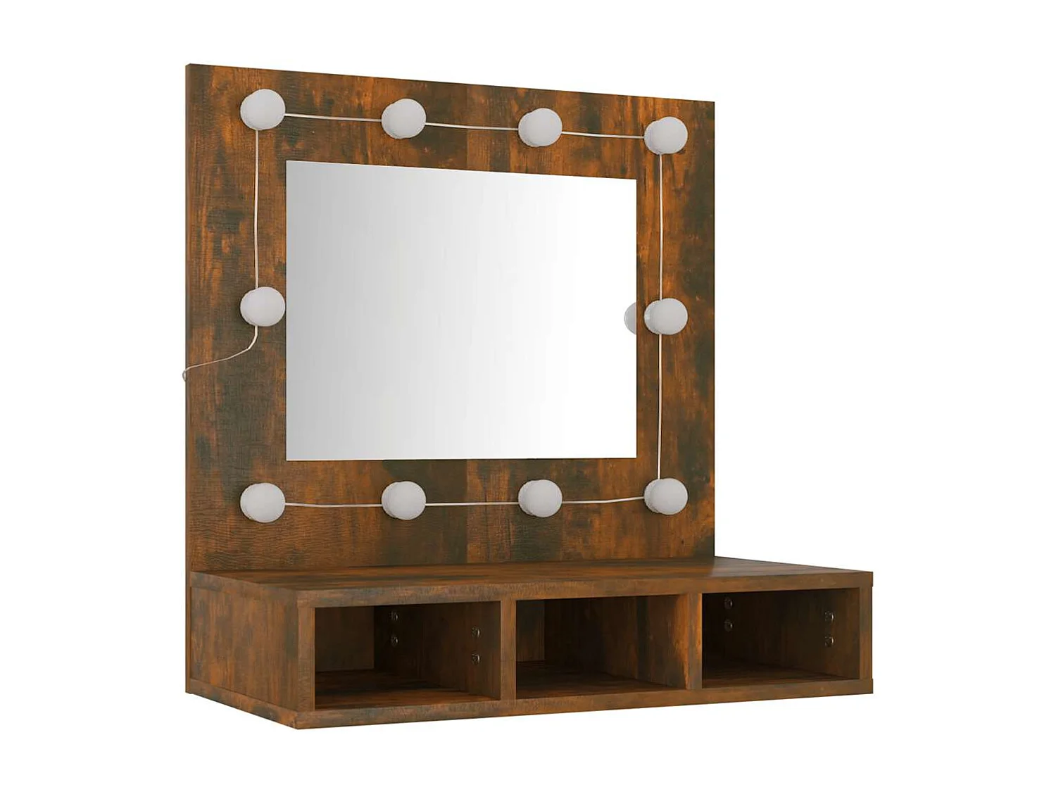 Armoire à miroir avec LED Chêne fumé 60x31,5x62 cm