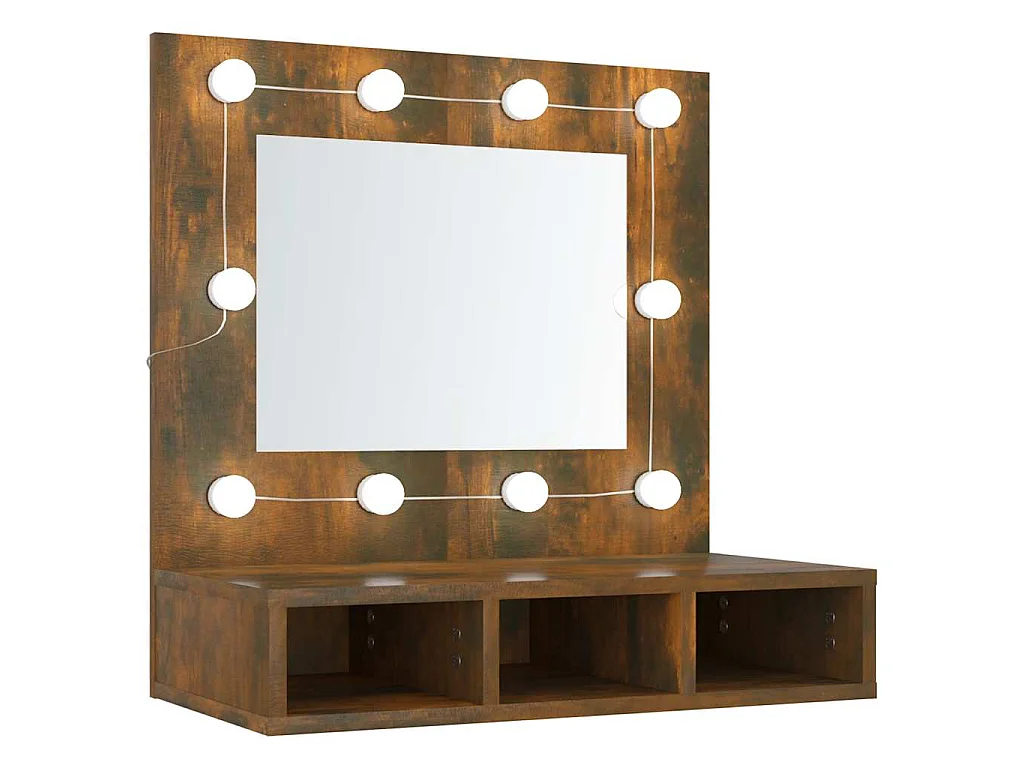 Spiegelkast met LED-verlichting 60x31,5x62 cm gerookt eiken