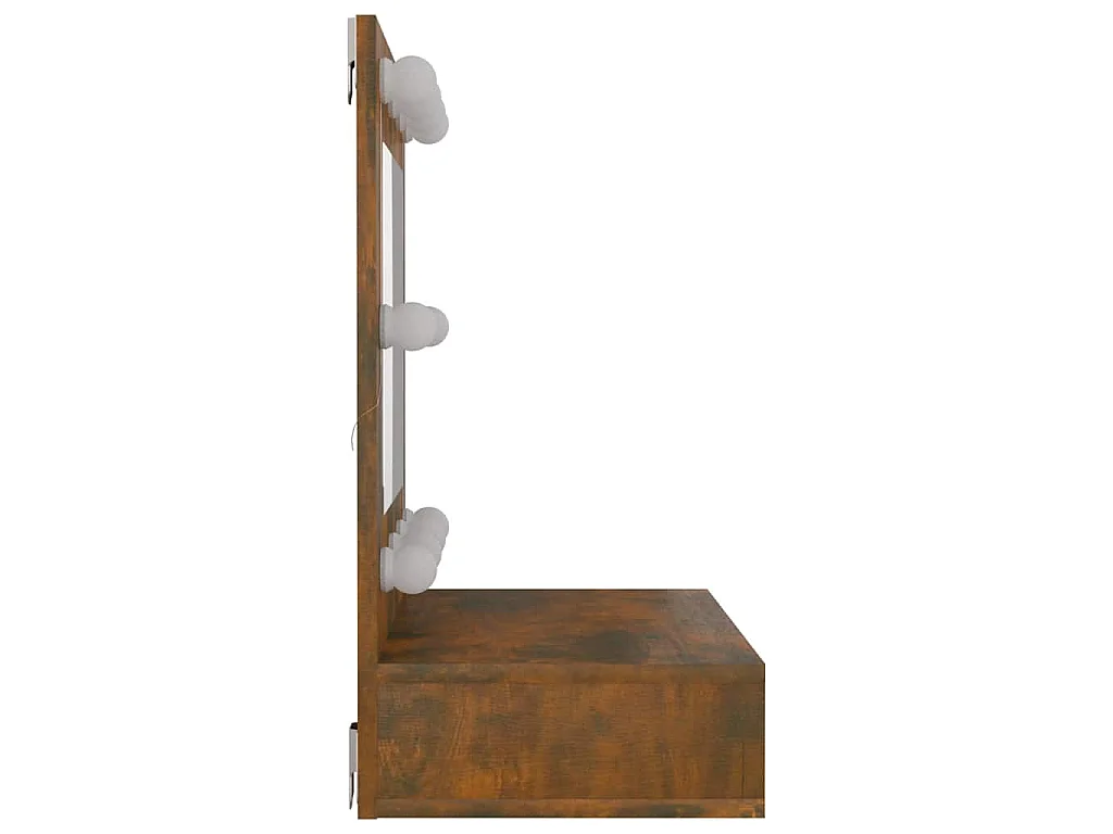 Mueble con espejo y LED color roble ahumado 60x31,5x62 cm