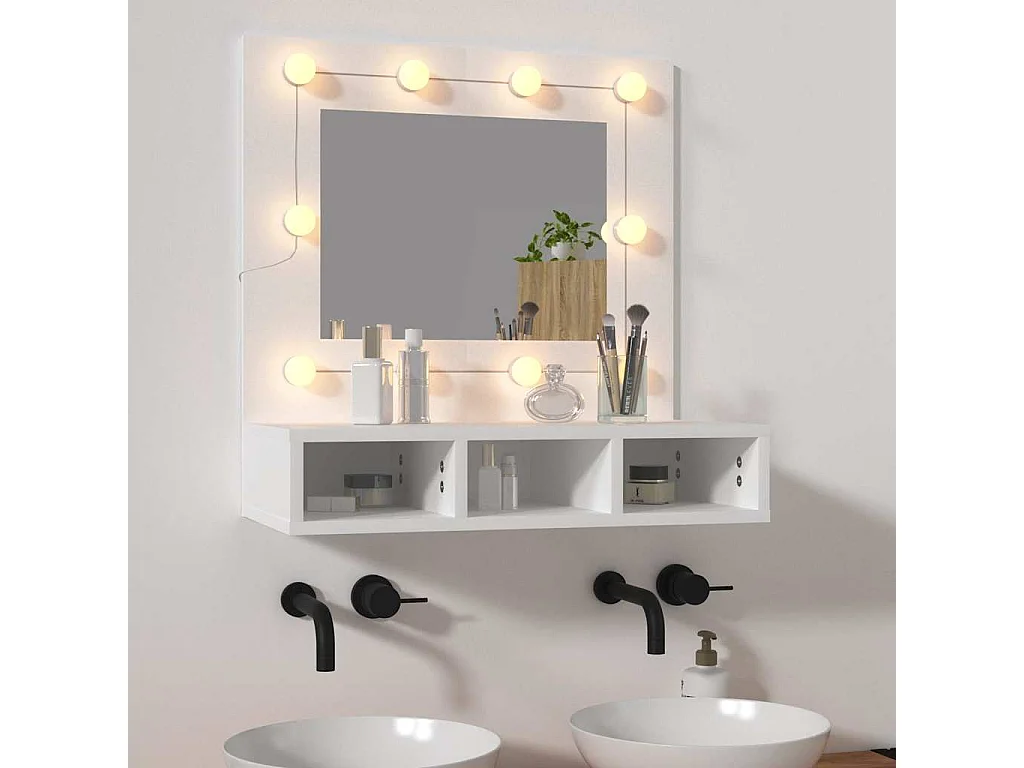 Mobile a Specchio con LED Bianco 60x31,5x62 cm