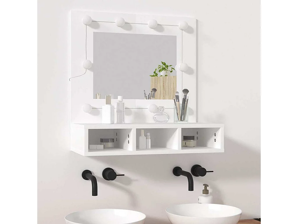 Mobile a Specchio con LED Bianco 60x31,5x62 cm