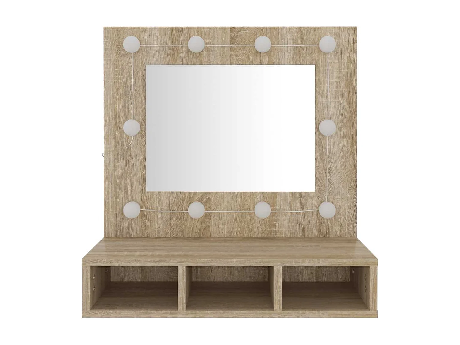 Mueble con espejo y luces LED roble Sonoma 60x31,5x62 cm