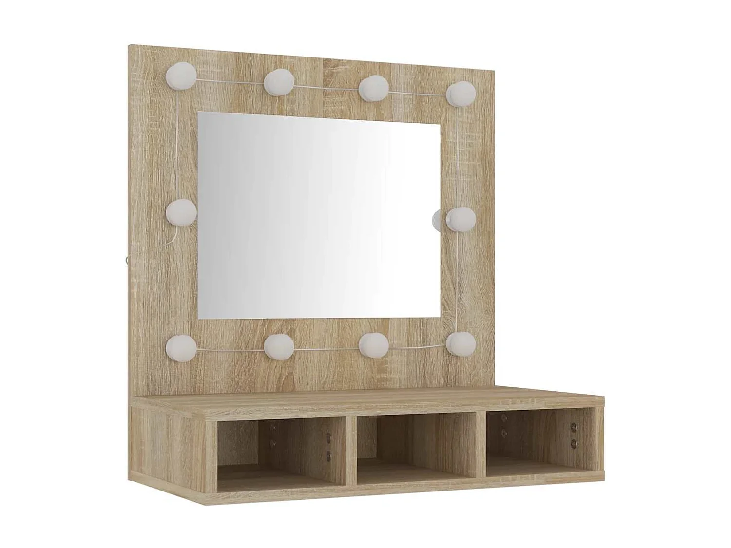 Mueble con espejo y luces LED roble Sonoma 60x31,5x62 cm