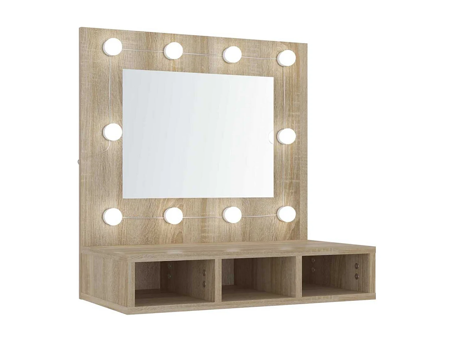 Mobile a Specchio con LED Rovere Sonoma 60x31,5x62 cm