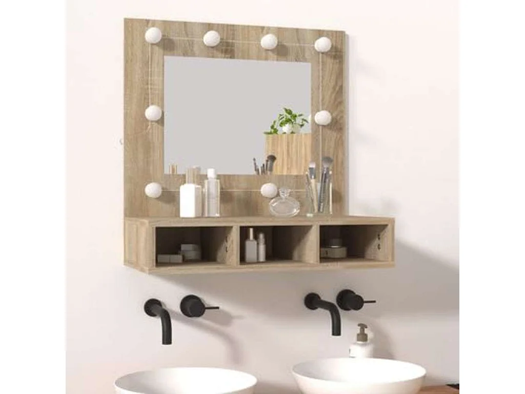 Spiegelkast met LED-verlichting 60x31,5x62 cm sonoma eikenkleur
