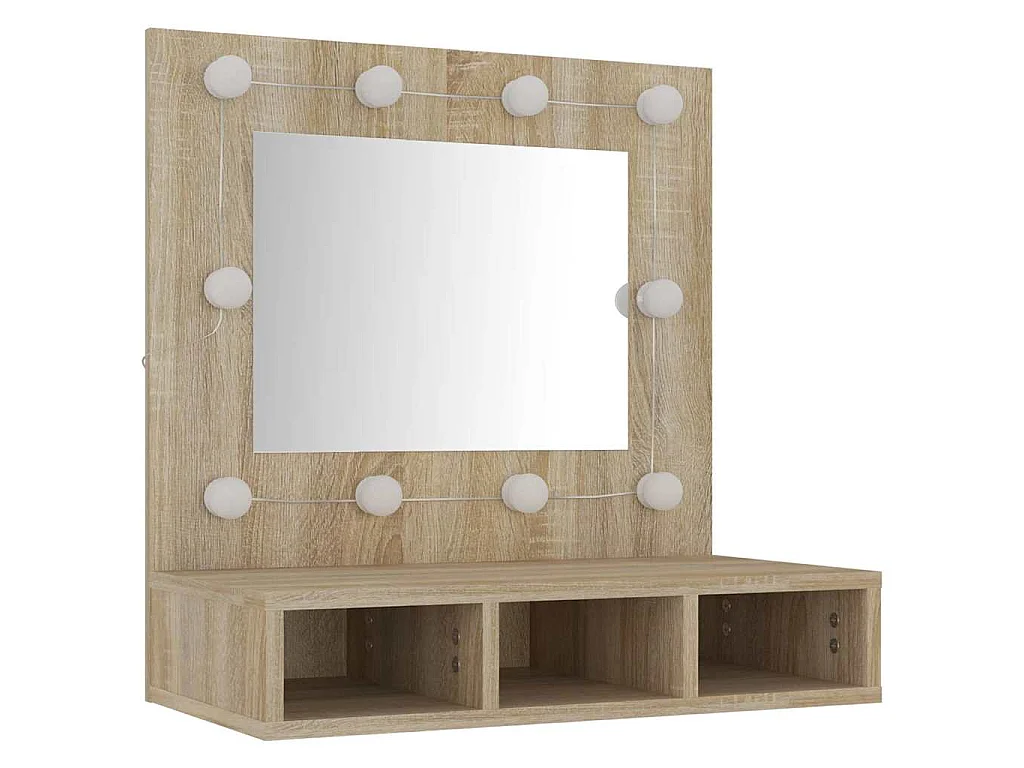 Spiegelkast met LED-verlichting 60x31,5x62 cm sonoma eikenkleur