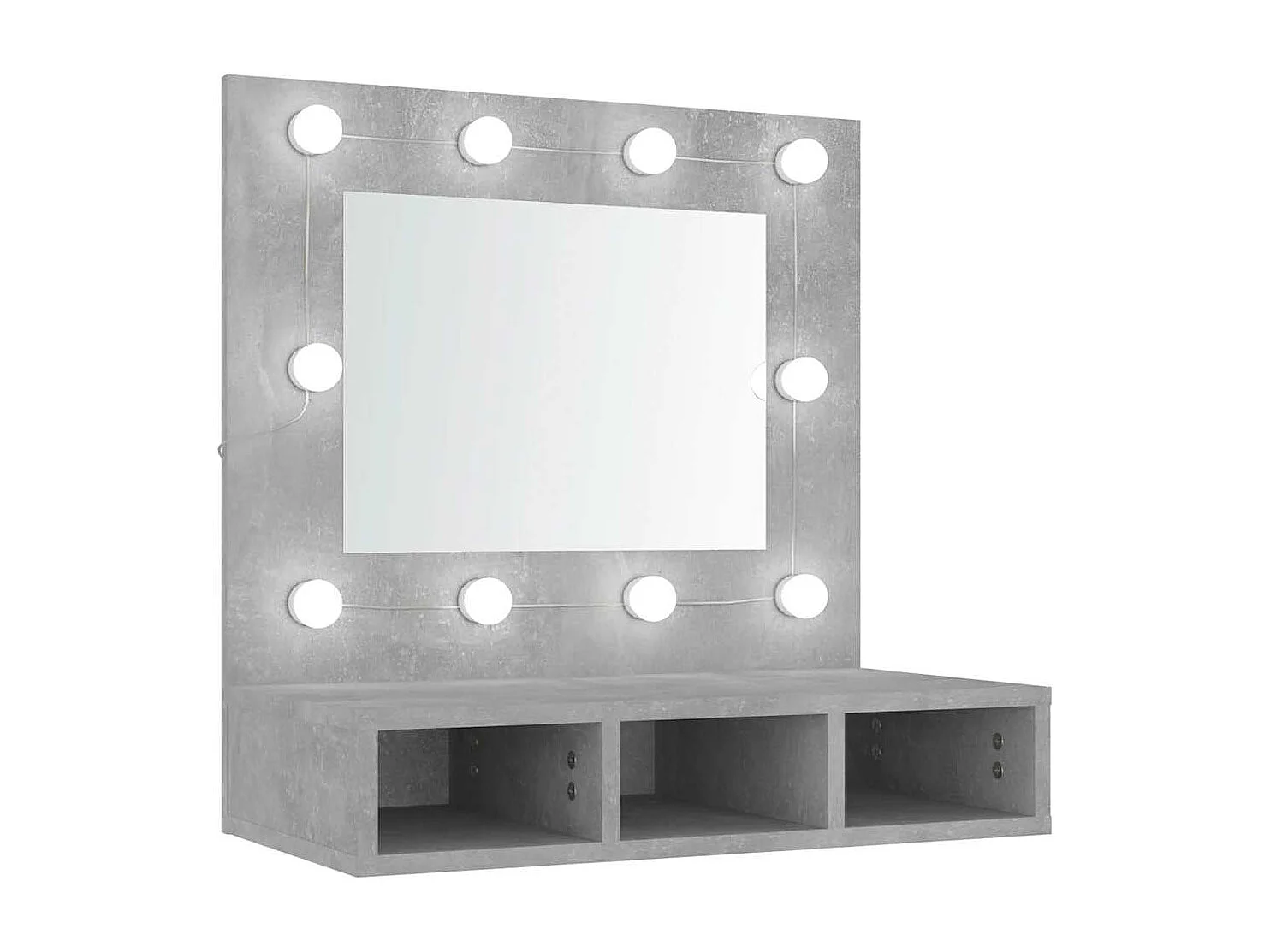 Spiegelkast met LED-verlichting 60x31,5x62 cm betongrijs