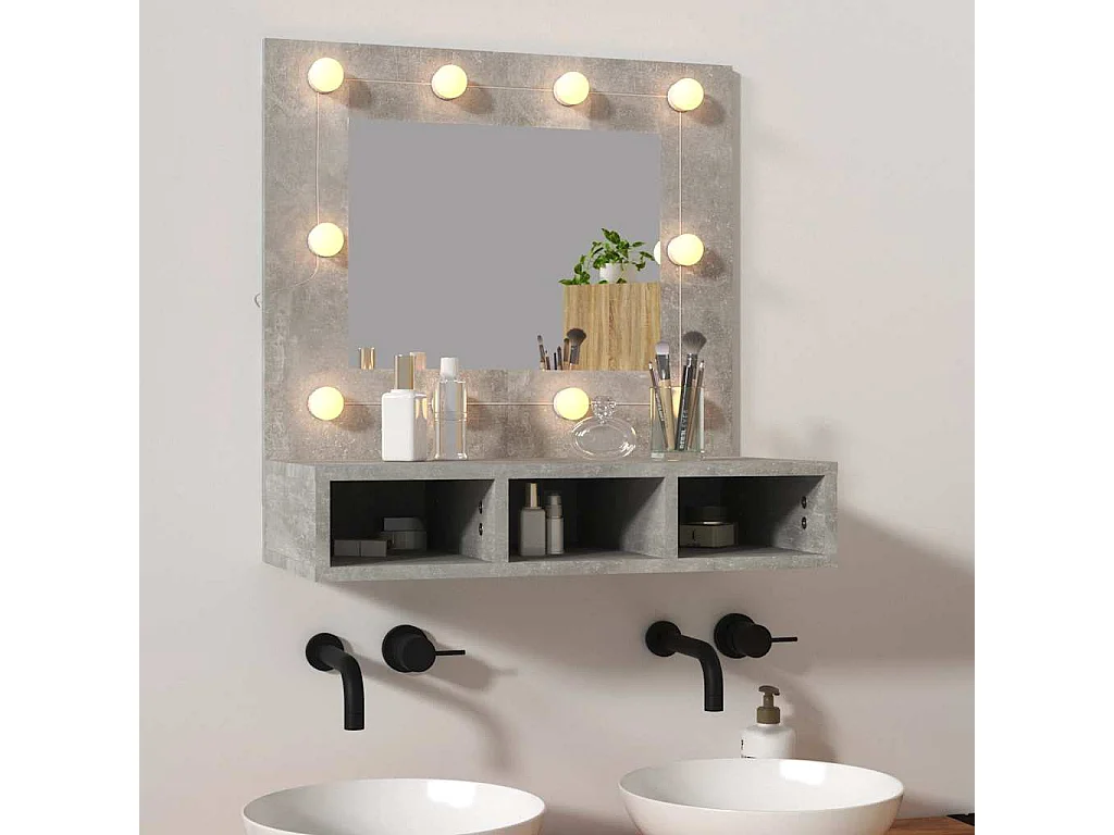 Spiegelkast met LED-verlichting 60x31,5x62 cm betongrijs