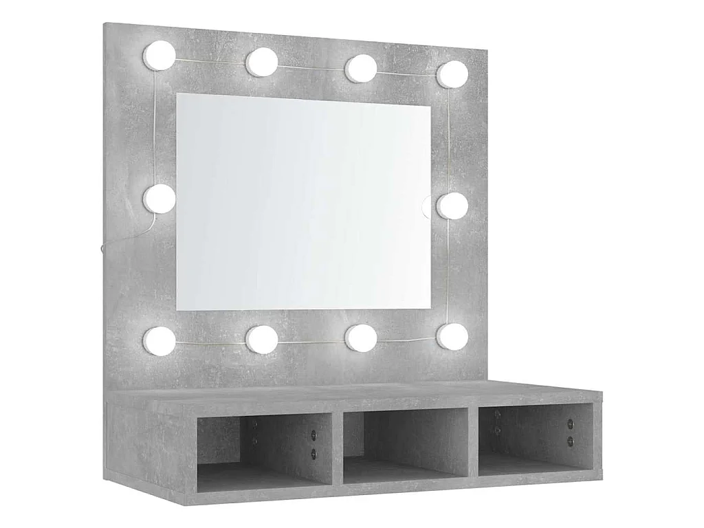 Mobile a Specchio con LED Grigio Cemento 60x31,5x62 cm