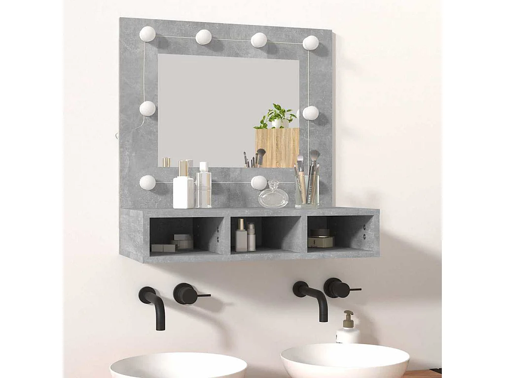 Spiegelkast met LED-verlichting 60x31,5x62 cm betongrijs