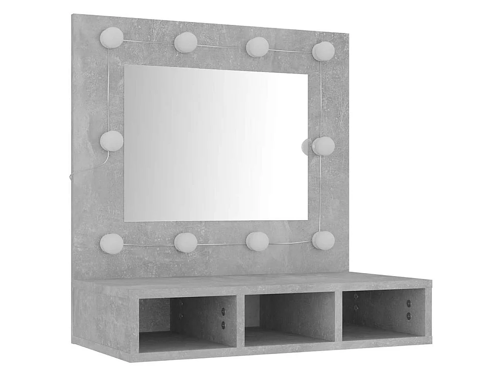 Spiegelkast met LED-verlichting 60x31,5x62 cm betongrijs