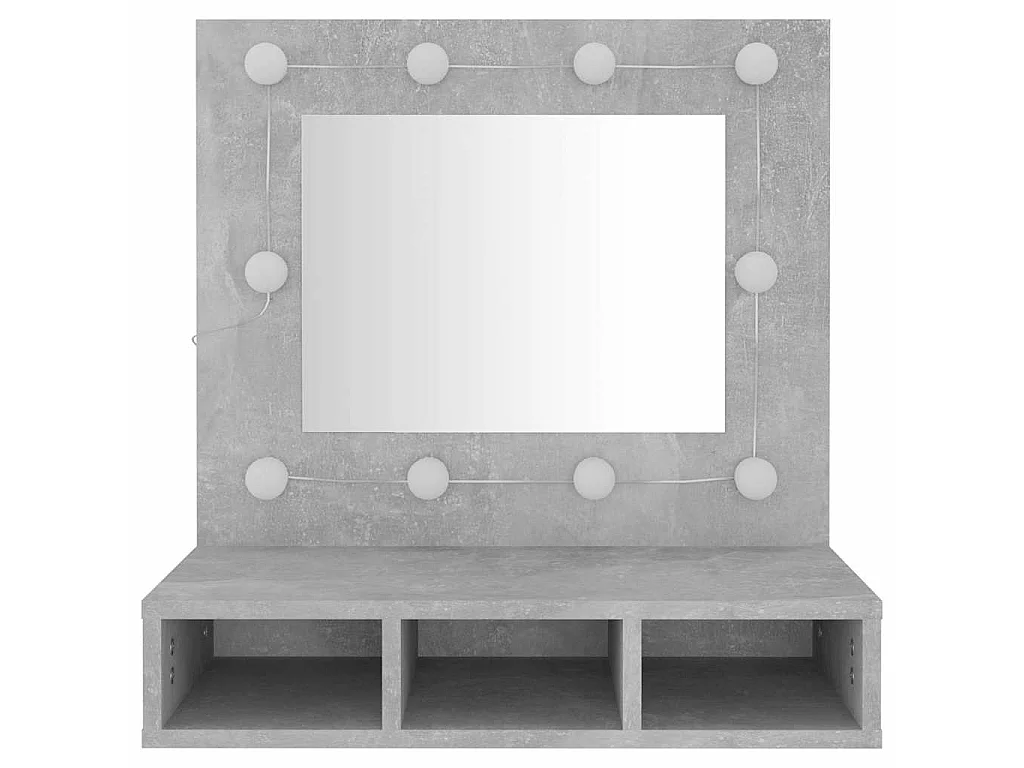 Spiegelkast met LED-verlichting 60x31,5x62 cm betongrijs